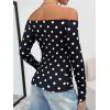 image:imageTrendy Queen Womens Long Sleeve Off The Shoulder Tops Going Out Cute Basic Y2K Fall Fashion 2026 Outfits ClothesBlack Dots