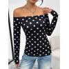 image:imageTrendy Queen Womens Long Sleeve Off The Shoulder Tops Going Out Cute Basic Y2K Fall Fashion 2026 Outfits ClothesBlack Dots