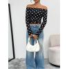 image:imageTrendy Queen Womens Long Sleeve Off The Shoulder Tops Going Out Cute Basic Y2K Fall Fashion 2026 Outfits ClothesBlack Dots