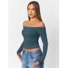 image:imageTrendy Queen Womens Long Sleeve Off The Shoulder Tops Going Out Cute Basic Y2K Fall Fashion 2026 Outfits ClothesBlue