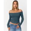 image:imageTrendy Queen Womens Long Sleeve Off The Shoulder Tops Going Out Cute Basic Y2K Fall Fashion 2026 Outfits ClothesBlue