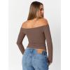image:imageTrendy Queen Womens Long Sleeve Off The Shoulder Tops Going Out Cute Basic Y2K Fall Fashion 2026 Outfits ClothesBrown
