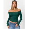 image:imageTrendy Queen Womens Long Sleeve Off The Shoulder Tops Going Out Cute Basic Y2K Fall Fashion 2026 Outfits ClothesGreen