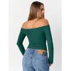 image:imageTrendy Queen Womens Long Sleeve Off The Shoulder Tops Going Out Cute Basic Y2K Fall Fashion 2026 Outfits ClothesGreen