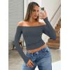 image:imageTrendy Queen Womens Long Sleeve Off The Shoulder Tops Going Out Cute Basic Y2K Fall Fashion 2026 Outfits ClothesGrey