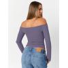 image:imageTrendy Queen Womens Long Sleeve Off The Shoulder Tops Going Out Cute Basic Y2K Fall Fashion 2026 Outfits ClothesGreypurple