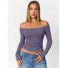image:imageTrendy Queen Womens Long Sleeve Off The Shoulder Tops Going Out Cute Basic Y2K Fall Fashion 2026 Outfits ClothesGreypurple