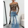 image:imageTrendy Queen Womens Long Sleeve Off The Shoulder Tops Going Out Cute Basic Y2K Fall Fashion 2026 Outfits ClothesLeopard
