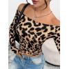 image:imageTrendy Queen Womens Long Sleeve Off The Shoulder Tops Going Out Cute Basic Y2K Fall Fashion 2026 Outfits ClothesLeopard