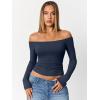 image:imageTrendy Queen Womens Long Sleeve Off The Shoulder Tops Going Out Cute Basic Y2K Fall Fashion 2026 Outfits ClothesNavy