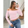 image:imageTrendy Queen Womens Long Sleeve Off The Shoulder Tops Going Out Cute Basic Y2K Fall Fashion 2026 Outfits ClothesPink