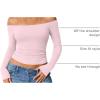 image:imageTrendy Queen Womens Long Sleeve Off The Shoulder Tops Going Out Cute Basic Y2K Fall Fashion 2026 Outfits ClothesPink