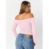 image:imageTrendy Queen Womens Long Sleeve Off The Shoulder Tops Going Out Cute Basic Y2K Fall Fashion 2026 Outfits ClothesPink
