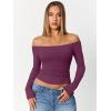 image:imageTrendy Queen Womens Long Sleeve Off The Shoulder Tops Going Out Cute Basic Y2K Fall Fashion 2026 Outfits ClothesPurple