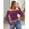 image:imageTrendy Queen Womens Long Sleeve Off The Shoulder Tops Going Out Cute Basic Y2K Fall Fashion 2026 Outfits ClothesPurple