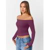 image:imageTrendy Queen Womens Long Sleeve Off The Shoulder Tops Going Out Cute Basic Y2K Fall Fashion 2026 Outfits ClothesPurple