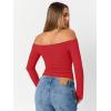 image:imageTrendy Queen Womens Long Sleeve Off The Shoulder Tops Going Out Cute Basic Y2K Fall Fashion 2026 Outfits ClothesRed