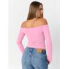 image:imageTrendy Queen Womens Long Sleeve Off The Shoulder Tops Going Out Cute Basic Y2K Fall Fashion 2026 Outfits ClothesRose Pink