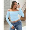 image:imageTrendy Queen Womens Long Sleeve Off The Shoulder Tops Going Out Cute Basic Y2K Fall Fashion 2026 Outfits ClothesSky Blue