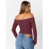 image:imageTrendy Queen Womens Long Sleeve Off The Shoulder Tops Going Out Cute Basic Y2K Fall Fashion 2026 Outfits ClothesWine