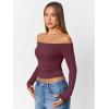 image:imageTrendy Queen Womens Long Sleeve Off The Shoulder Tops Going Out Cute Basic Y2K Fall Fashion 2026 Outfits ClothesWine