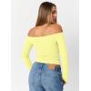 image:imageTrendy Queen Womens Long Sleeve Off The Shoulder Tops Going Out Cute Basic Y2K Fall Fashion 2026 Outfits ClothesYellow
