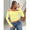 image:imageTrendy Queen Womens Long Sleeve Off The Shoulder Tops Going Out Cute Basic Y2K Fall Fashion 2026 Outfits ClothesYellow