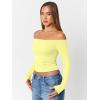image:imageTrendy Queen Womens Long Sleeve Off The Shoulder Tops Going Out Cute Basic Y2K Fall Fashion 2026 Outfits ClothesYellow