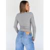 image:imageTrendy Queen Womens Long Sleeve Shirts Crop Square Neck Ribbed Tops Basic Slim Fit Y2K Fall Winter Clothes Outfits 2026Grey