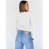 image:imageTrendy Queen Womens Long Sleeve Shirts Crop Square Neck Ribbed Tops Basic Slim Fit Y2K Fall Winter Clothes Outfits 2026White