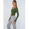 image:imageTrendy Queen Womens Long Sleeve Shirts Crop Tops Fall Fashion Solid Square Neck Going Out Basics Tees Y2k ClothesArmy Green