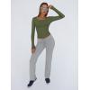 image:imageTrendy Queen Womens Long Sleeve Shirts Crop Tops Fall Fashion Solid Square Neck Going Out Basics Tees Y2k ClothesArmy Green