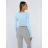 image:imageTrendy Queen Womens Long Sleeve Shirts Crop Tops Fall Fashion Solid Square Neck Going Out Basics Tees Y2k ClothesBaby Blue