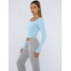 image:imageTrendy Queen Womens Long Sleeve Shirts Crop Tops Fall Fashion Solid Square Neck Going Out Basics Tees Y2k ClothesBaby Blue