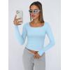 image:imageTrendy Queen Womens Long Sleeve Shirts Crop Tops Fall Fashion Solid Square Neck Going Out Basics Tees Y2k ClothesBaby Blue