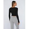 image:imageTrendy Queen Womens Long Sleeve Shirts Crop Tops Fall Fashion Solid Square Neck Going Out Basics Tees Y2k ClothesBlack