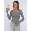 image:imageTrendy Queen Womens Long Sleeve Shirts Crop Tops Fall Fashion Solid Square Neck Going Out Basics Tees Y2k ClothesBlack Grey