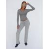 image:imageTrendy Queen Womens Long Sleeve Shirts Crop Tops Fall Fashion Solid Square Neck Going Out Basics Tees Y2k ClothesBlack Grey