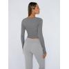 image:imageTrendy Queen Womens Long Sleeve Shirts Crop Tops Fall Fashion Solid Square Neck Going Out Basics Tees Y2k ClothesBlack Grey