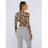 image:imageTrendy Queen Womens Long Sleeve Shirts Crop Tops Fall Fashion Solid Square Neck Going Out Basics Tees Y2k ClothesBlack Leopard