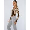 image:imageTrendy Queen Womens Long Sleeve Shirts Crop Tops Fall Fashion Solid Square Neck Going Out Basics Tees Y2k ClothesBlack Leopard