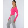 image:imageTrendy Queen Womens Long Sleeve Shirts Crop Tops Fall Fashion Solid Square Neck Going Out Basics Tees Y2k ClothesBright Pink