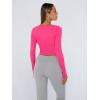 image:imageTrendy Queen Womens Long Sleeve Shirts Crop Tops Fall Fashion Solid Square Neck Going Out Basics Tees Y2k ClothesBright Pink