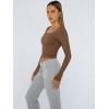 image:imageTrendy Queen Womens Long Sleeve Shirts Crop Tops Fall Fashion Solid Square Neck Going Out Basics Tees Y2k ClothesBrown