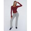 image:imageTrendy Queen Womens Long Sleeve Shirts Crop Tops Fall Fashion Solid Square Neck Going Out Basics Tees Y2k ClothesBurgundy