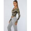 image:imageTrendy Queen Womens Long Sleeve Shirts Crop Tops Fall Fashion Solid Square Neck Going Out Basics Tees Y2k ClothesCamo