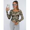 image:imageTrendy Queen Womens Long Sleeve Shirts Crop Tops Fall Fashion Solid Square Neck Going Out Basics Tees Y2k ClothesCamo