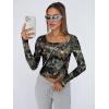 image:imageTrendy Queen Womens Long Sleeve Shirts Crop Tops Fall Fashion Solid Square Neck Going Out Basics Tees Y2k ClothesCamoblack