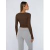 image:imageTrendy Queen Womens Long Sleeve Shirts Crop Tops Fall Fashion Solid Square Neck Going Out Basics Tees Y2k ClothesChocolate