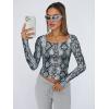 image:imageTrendy Queen Womens Long Sleeve Shirts Crop Tops Fall Fashion Solid Square Neck Going Out Basics Tees Y2k ClothesCobra